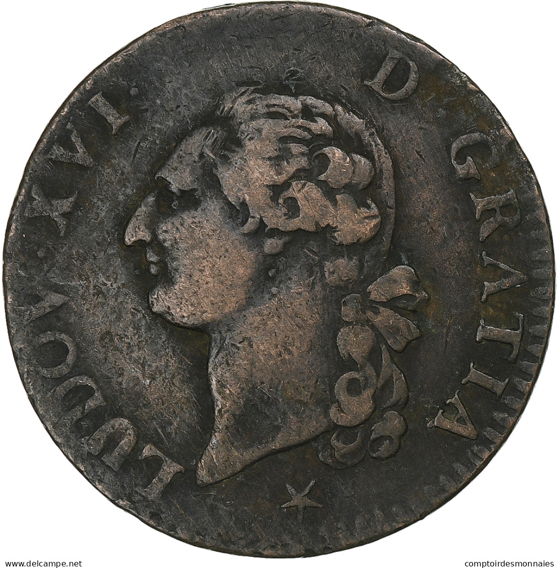 France, Louis XVI, Sol, 1791, Lille, Cuivre, TB+, Gadoury:350 - 1774-1791 Luigi XVI