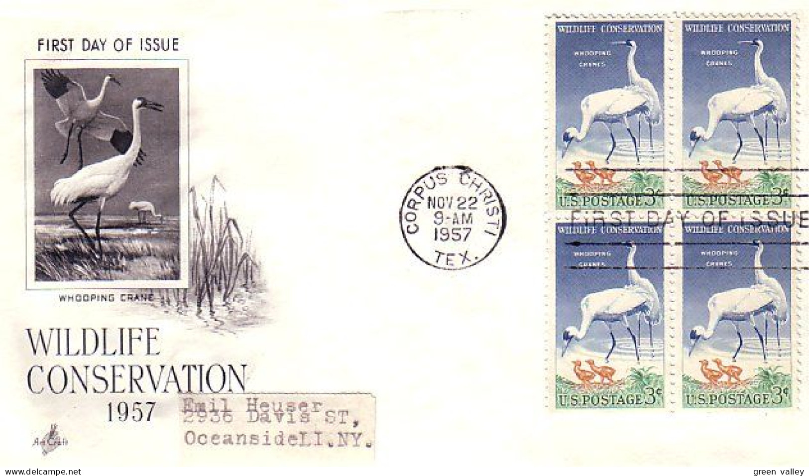 USA Grue Crane Wildlife Conservation Blk/4 FDC ( A60 938) - Storks & Long-legged Wading Birds