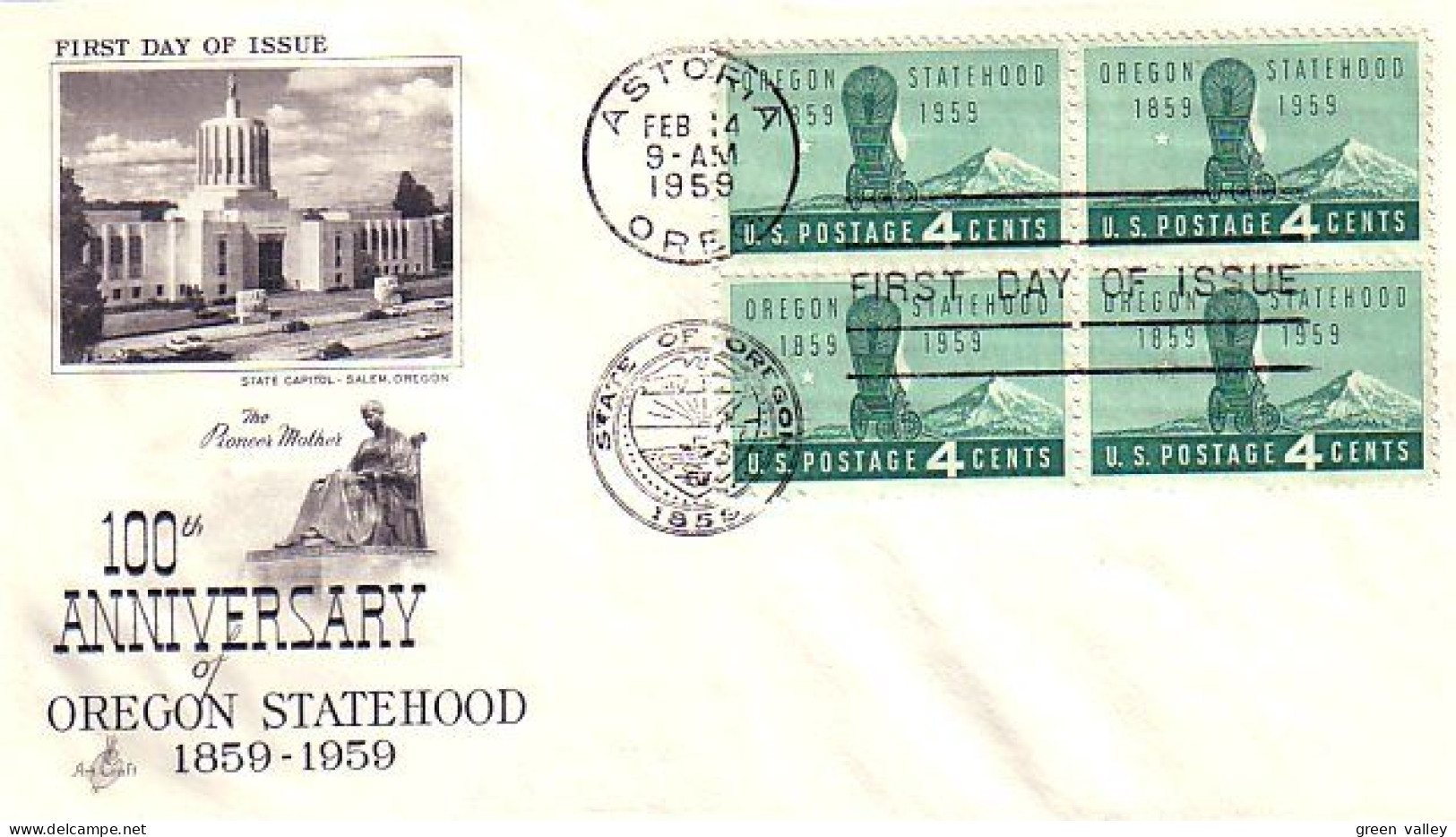 USA Oregon Stagecoach Blk/4 FDC ( A60 942) - Kutschen