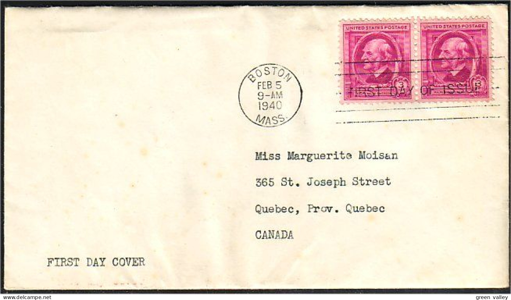 USA Ralph Waldo Emerson Pair 1940 FDC ( A60 300) - 1851-1940