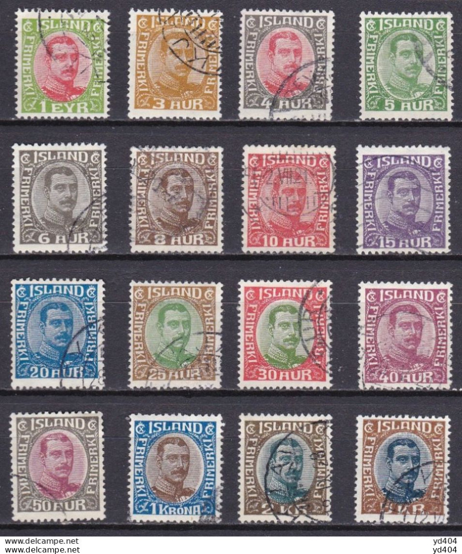 IS015 – ISLANDE – ICELAND – 1920 – KING CHRISTIAN X FULL SET – Y&T # 82/97 USED 115 € - Oblitérés