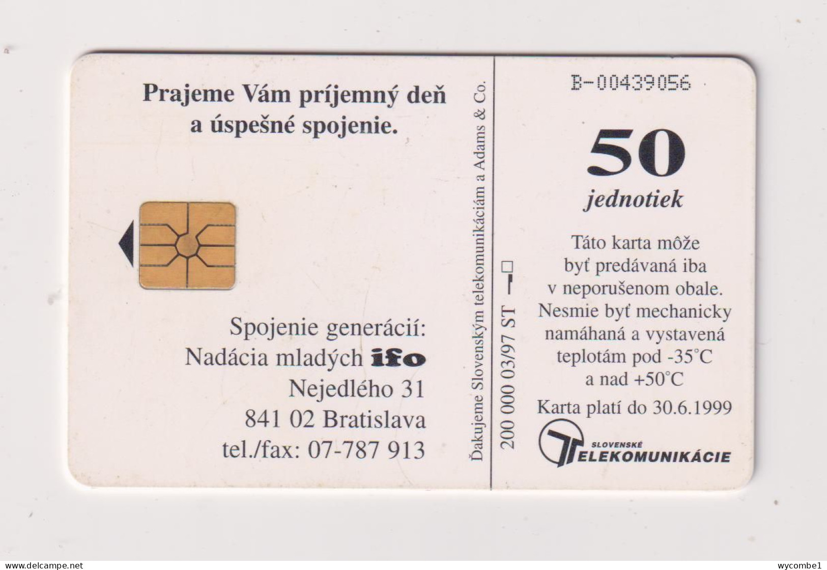SLOVAKIA  - IFO Chip Phonecard - Slowakei