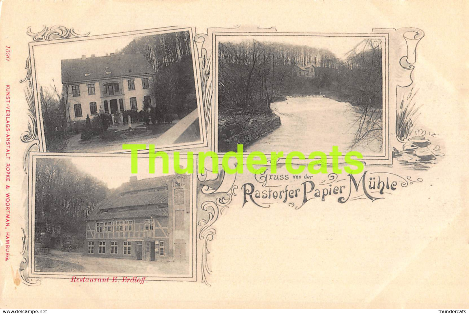 CPA GRUSS VON DER RASTORFER PAPIER MUHLE RESTAURANT E ERDLOFF ROPKE WOORTMAN HAMBURG MOULIN MOLEN MILL - Zu Identifizieren