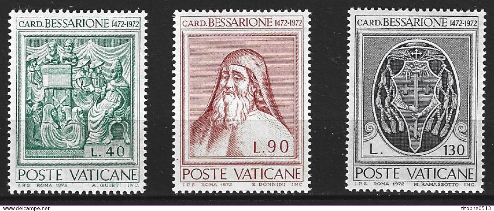 VATICAN. N°549-51 De 1972. Cardinal Bessarione. - Cristianismo