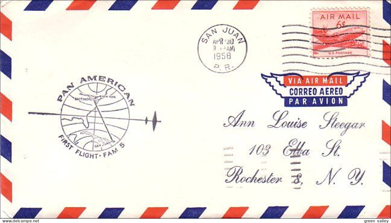 USA FDC First Flight Pan American New York - Philadelphia - Baltimore - San Juan P.R. ( A61 173) - Omslagen Van Evenementen