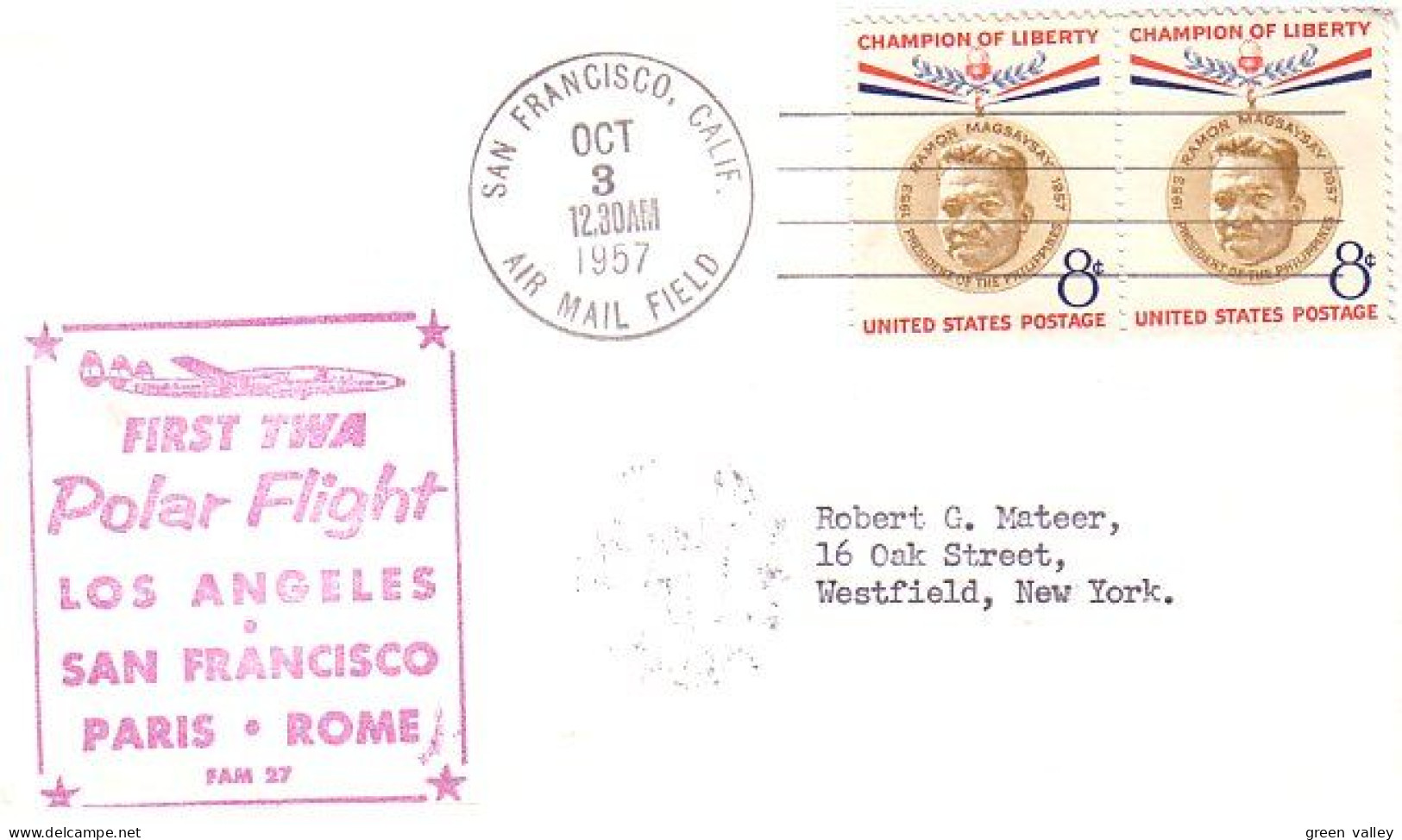 USA FDC First Flight TWA Polar Route San Francisco - Paris - Rome To Paris ( A61 143) - Schmuck-FDC