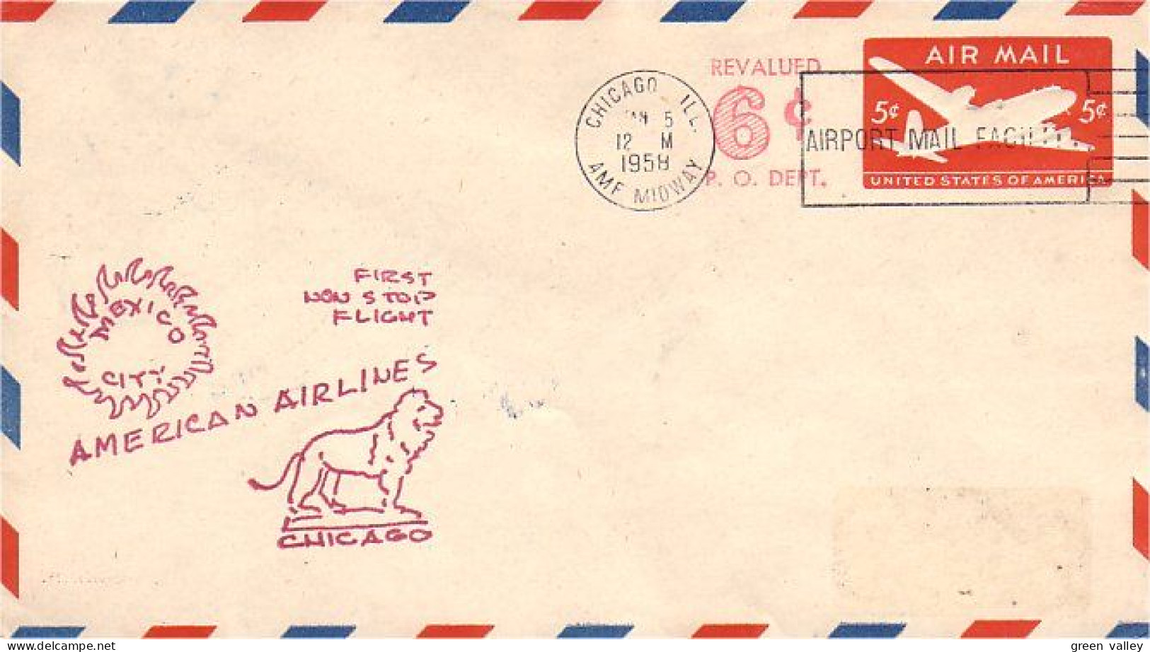 USA FDC First Flight American Airlines Chicago - Mexico City ( A61 148) - Schmuck-FDC