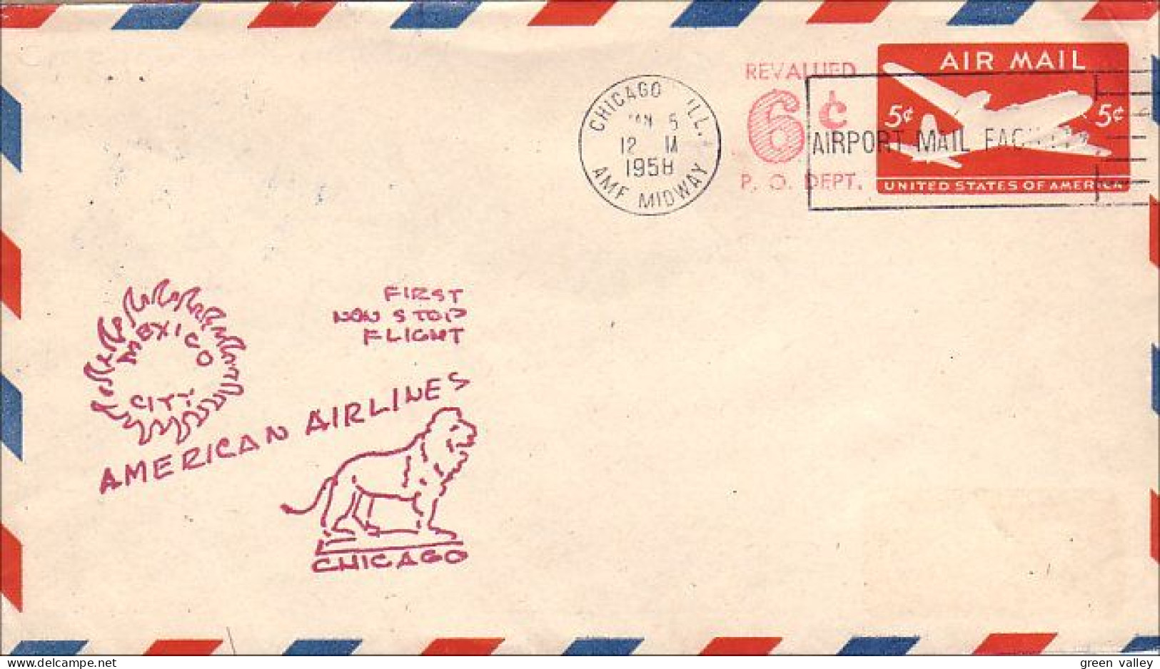 USA FDC First Flight American Airlines Chicago - Mexico City ( A61 147) - Schmuck-FDC