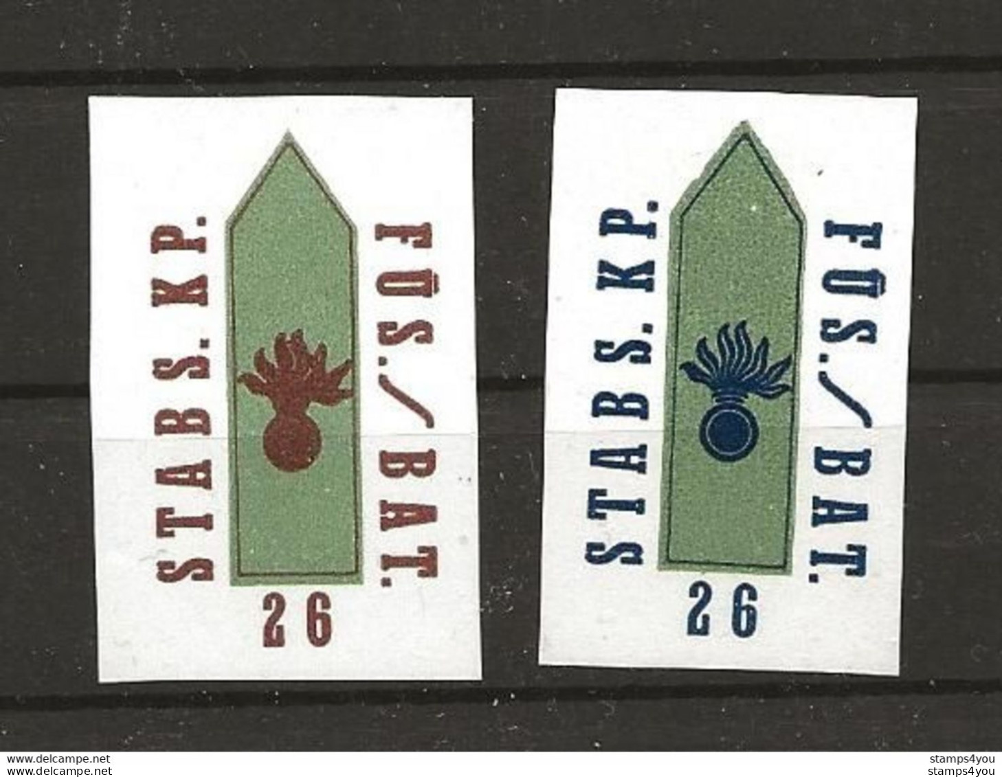 409 - 9 - Timbres Non-dentelés Neufs " Stabs. Kp. Füs /Ba 26 - Couleurs Différentes (trace De Charnières) - Labels