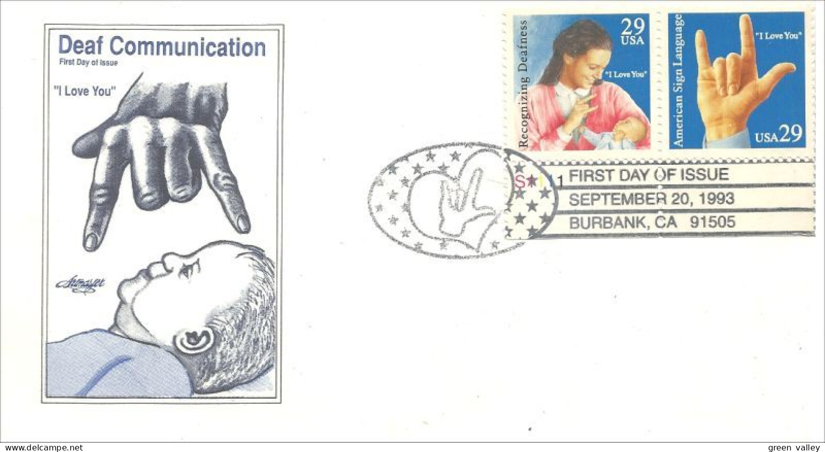 USA Mère Enfant Mother Child Hand Sign Signe Main ASL Deaf Deafness Sourd Surdité FDC Cover ( A62 304) - Handicaps