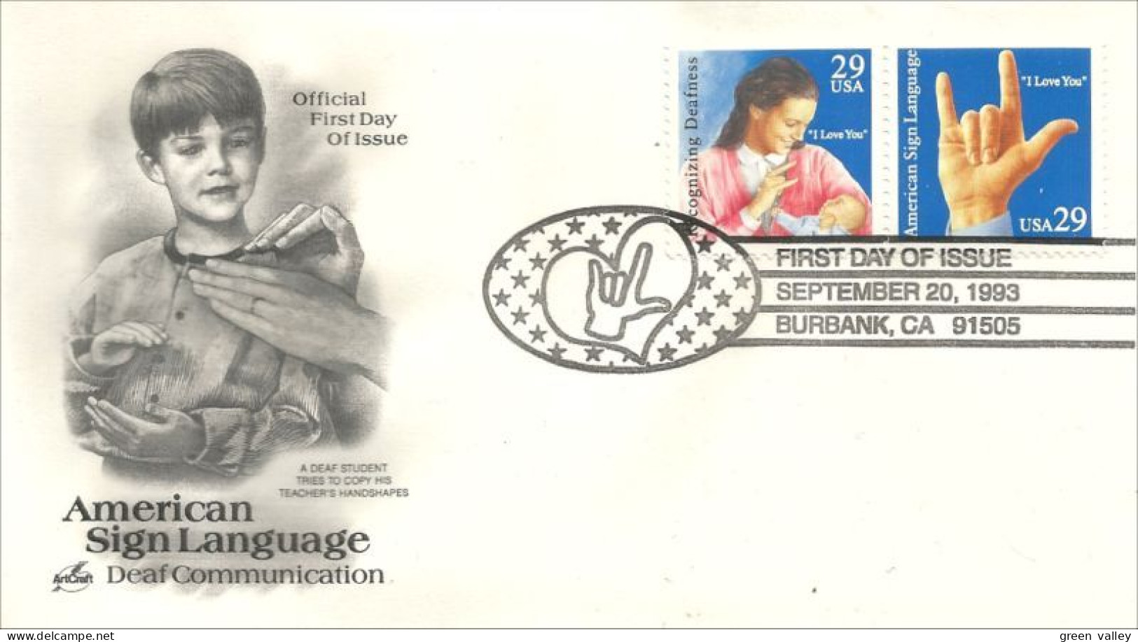 USA Mother Child Hand Sign ASL Deaf Sourds FDC Cover ( A62 294b) - 1981-1990
