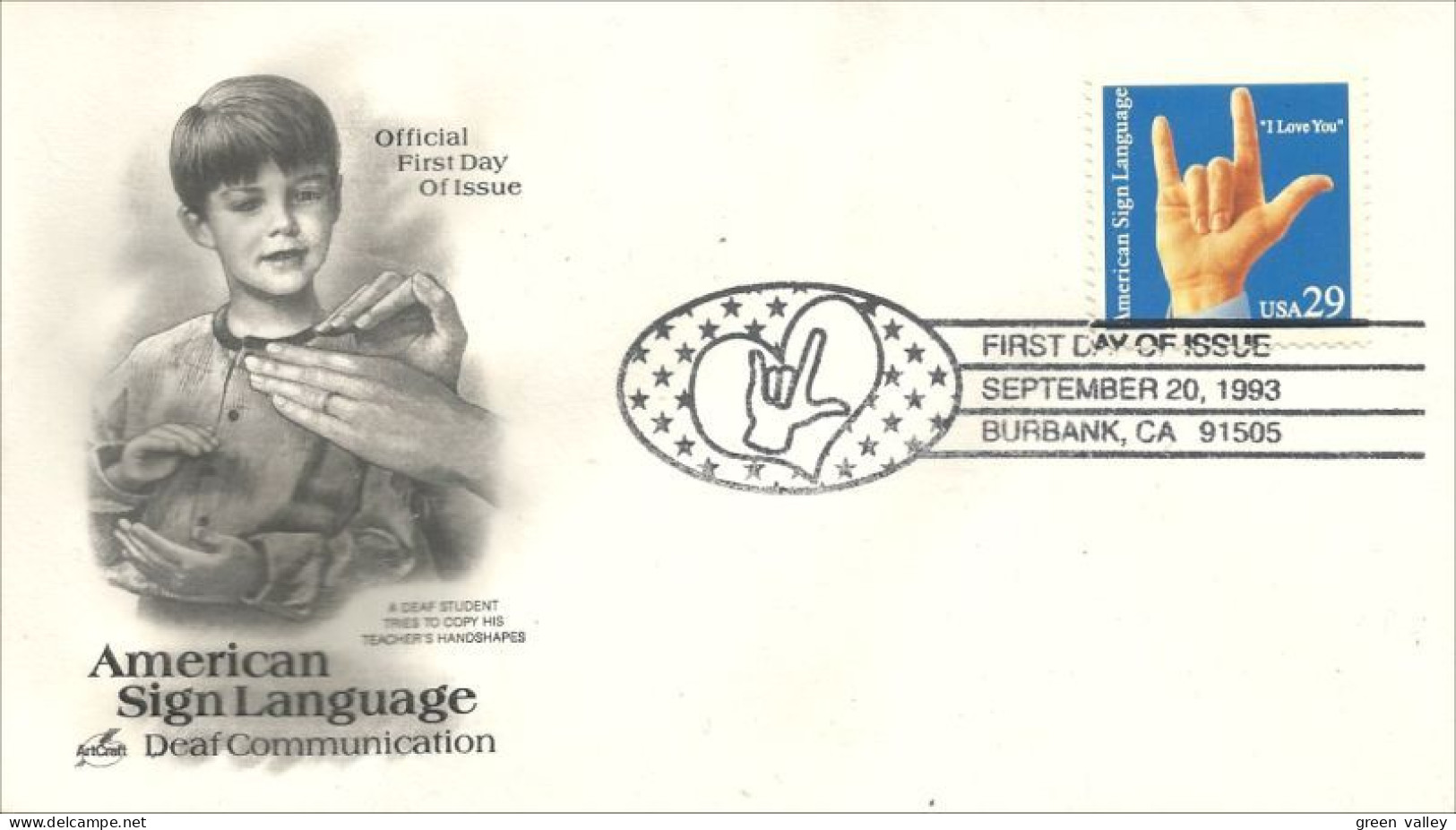 USA Signe Main ASL American Sign Language Langage Sourds FDC Cover ( A62 292b) - 1981-1990