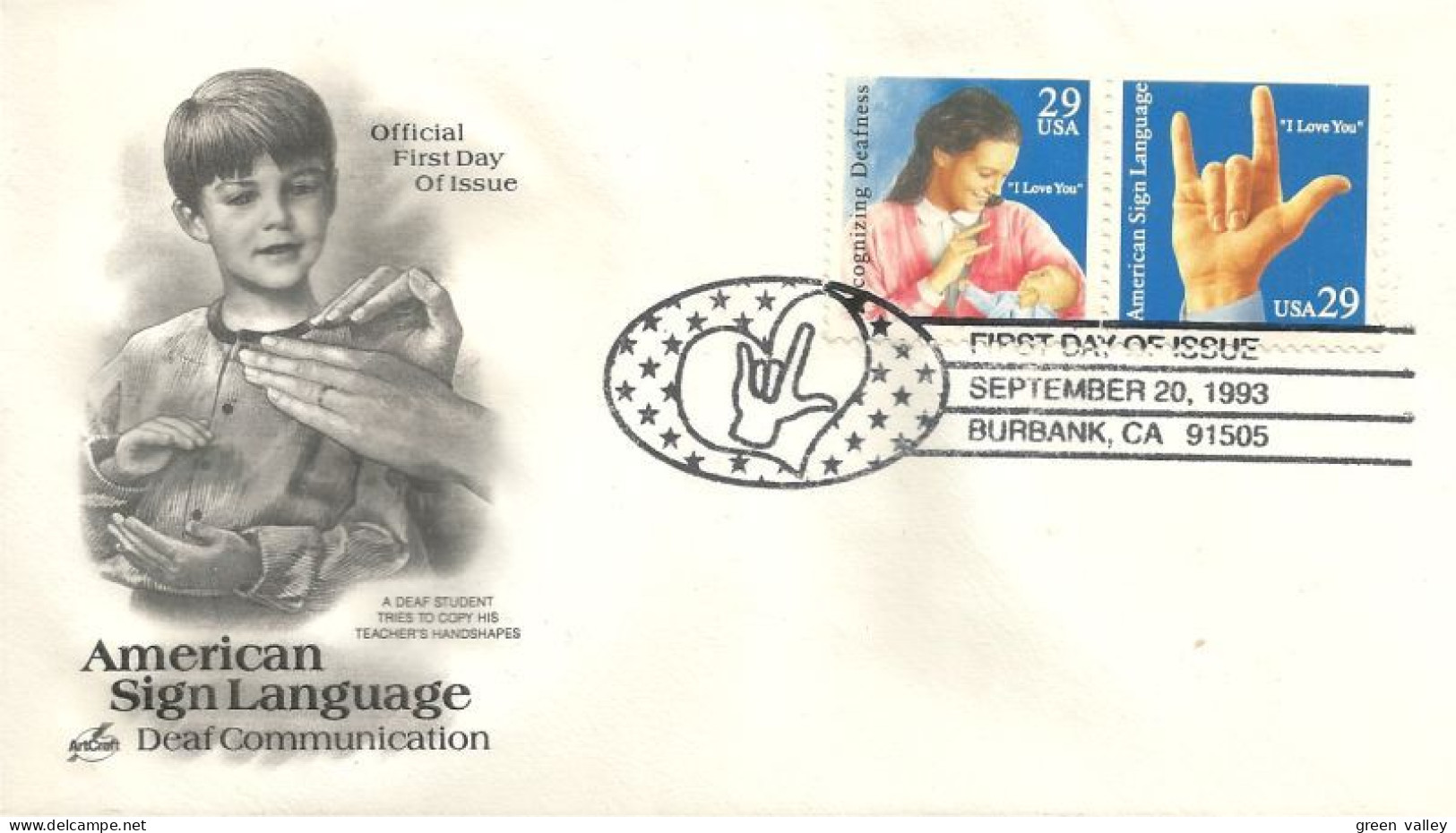 USA Mother Child Hand Sign ASL Deaf Sourds FDC Cover ( A62 293b) - 1981-1990