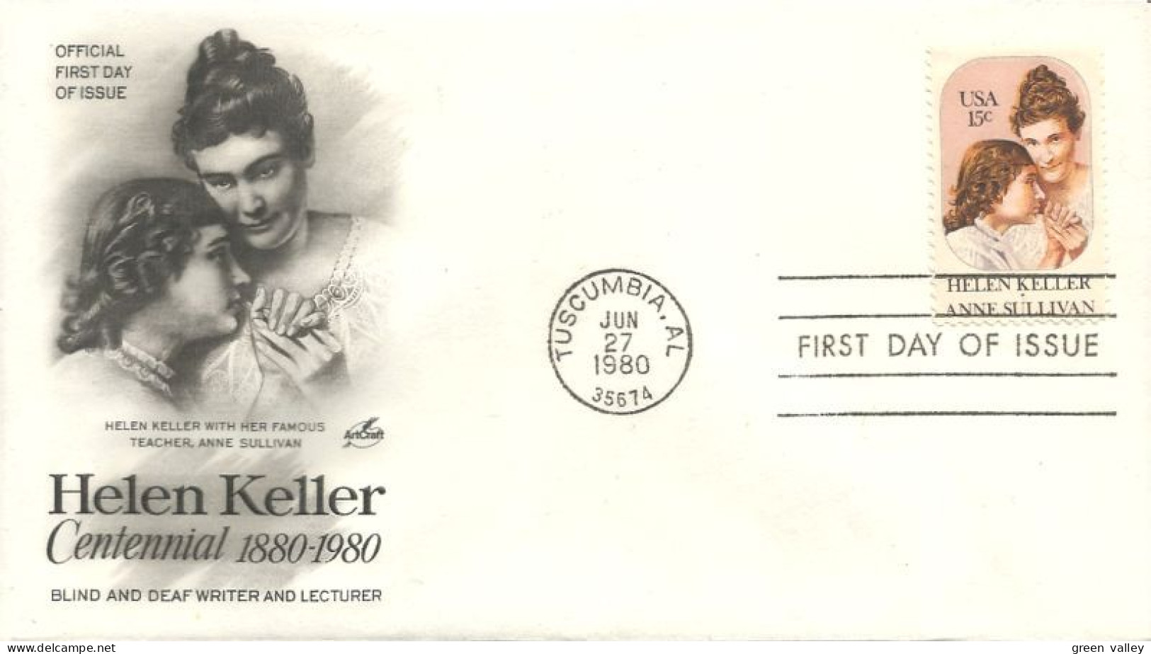 USA Helen Keller Deaf Mute Sourde Muette Anne Sullivan FDC Cover ( A62 285) - Handicaps