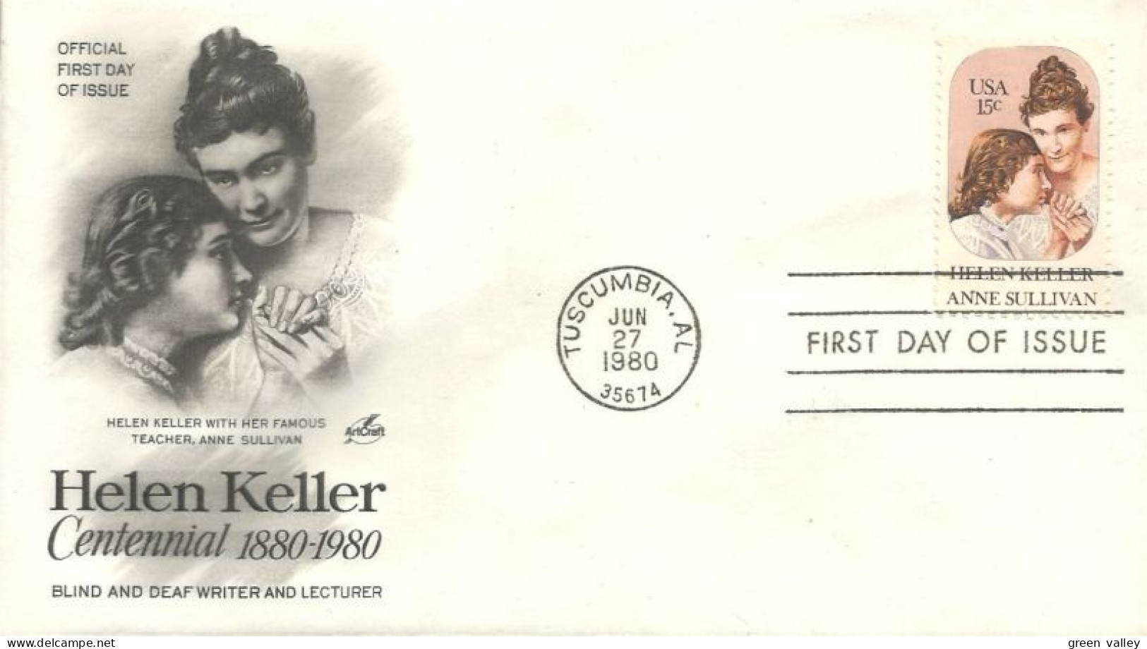 USA Helen Keller Deaf Mute Sourde Muette Anne Sullivan FDC Cover ( A62 287) - Otros & Sin Clasificación
