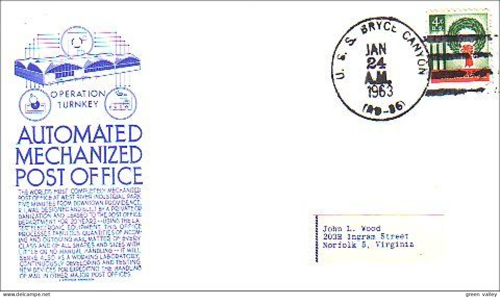 USA Automated Post Office USS Bryce Canyon Bateau Ship Cover ( A62 51) - Altri & Non Classificati