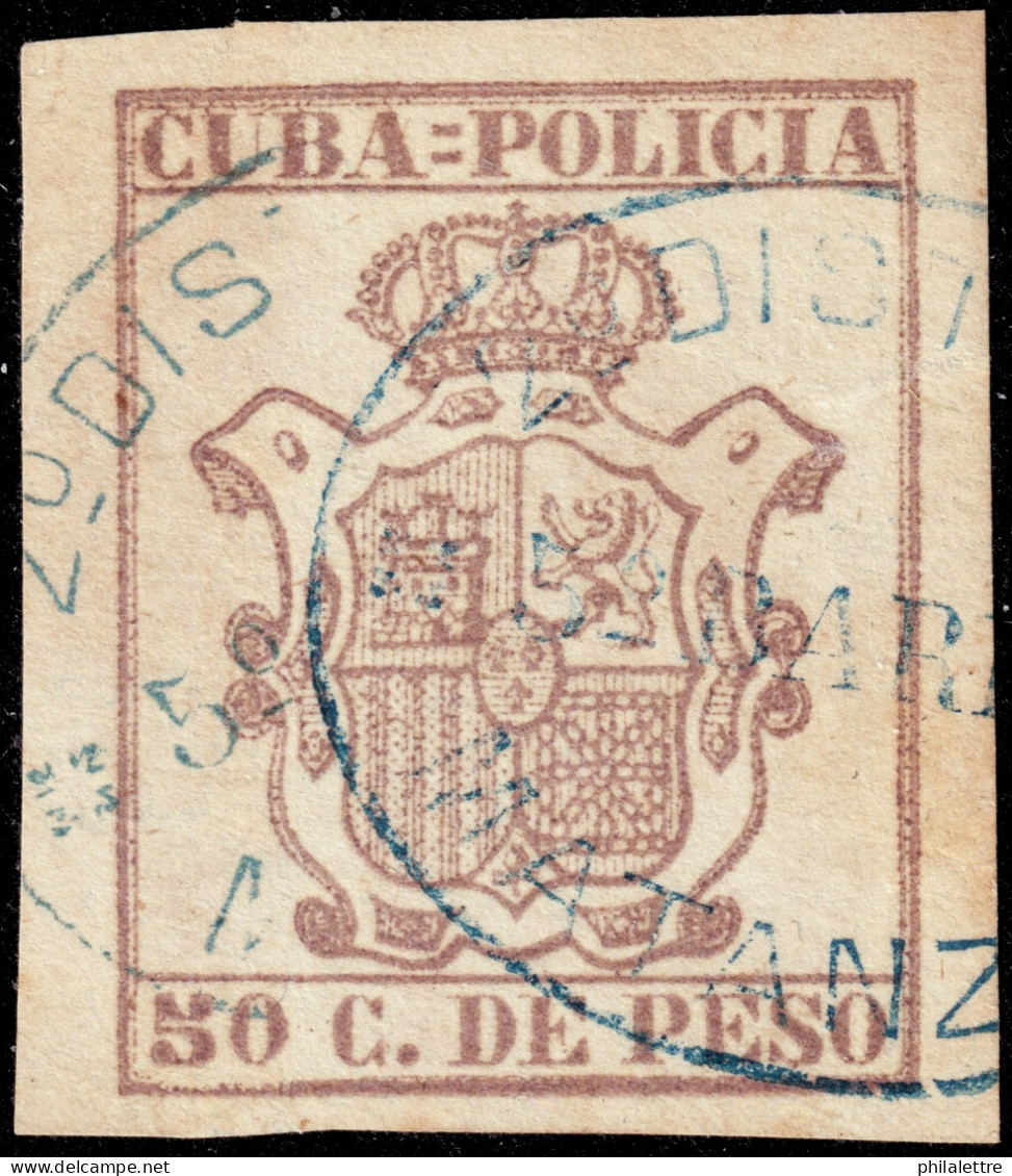 ESPAGNE / ESPANA - COLONIAS (Cuba) 1882 "CUBA-POLICIA" Fulcher 558 50c Lila - Usado - Cuba (1874-1898)