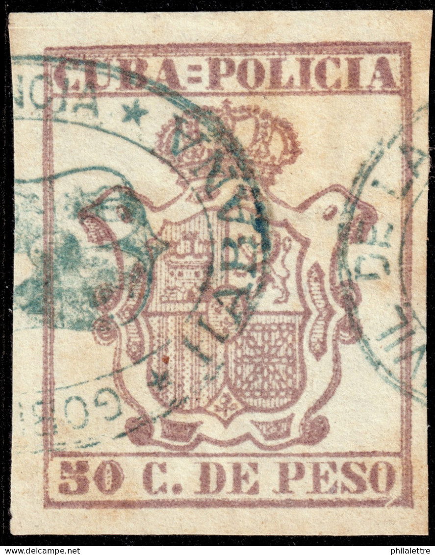 ESPAGNE / ESPANA - COLONIAS (Cuba) 1882 "CUBA-POLICIA" Fulcher 558 50c Lila - Usado - Cuba (1874-1898)