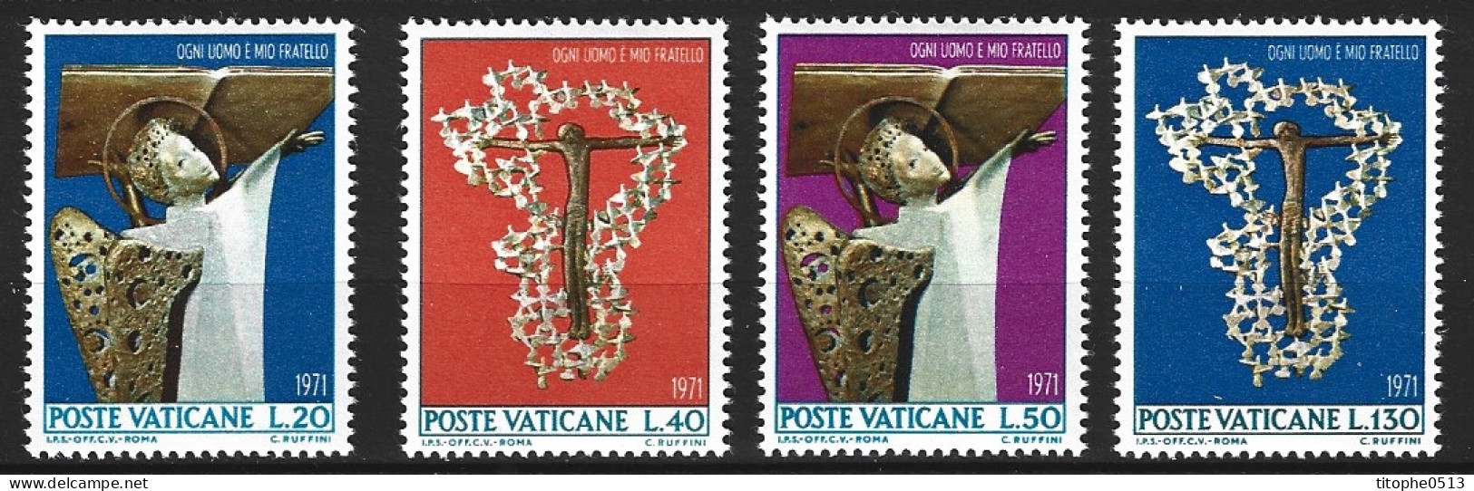 VATICAN. N°518-21 De 1971. L'ange Noir/Crucifix. - Cristianismo