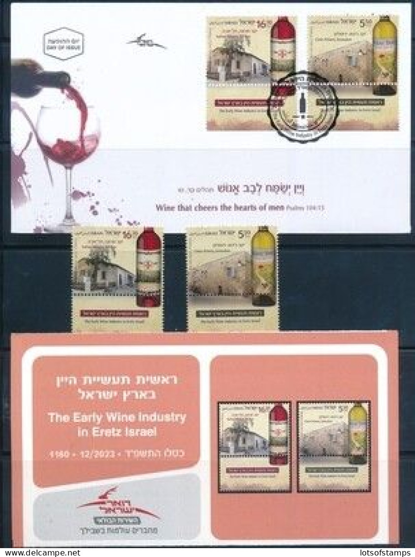ISRAEL 2023  THE EARLY WINE INDUSTRY IN ERETZ ISRAEL STAMP MNH + FDC + POSTAL SEVICE BULITEEN - Unused Stamps