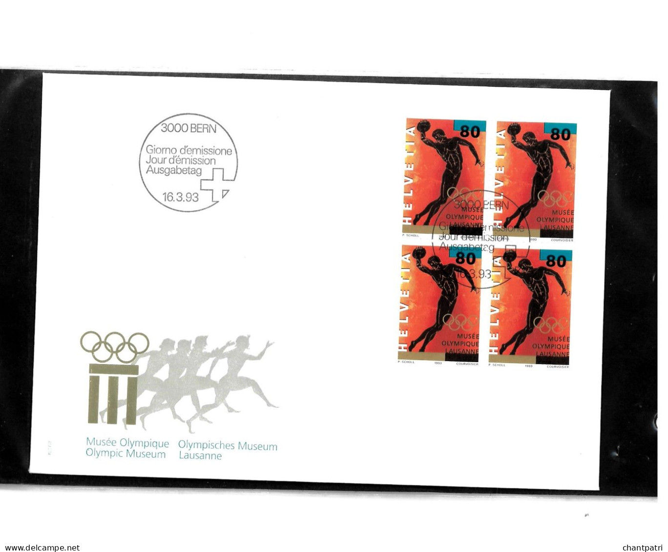 3000 Bern - Jour D'émission - Musée Olympique - 16 03 1993 - Beli FDC 042 - Brieven En Documenten