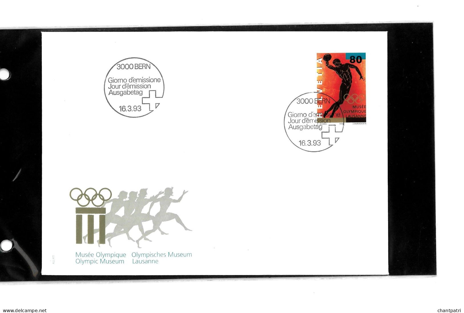 3000 Bern - Jour D'émission - Musée Olympique - 16 03 1993 - Beli FDC 043 - Brieven En Documenten