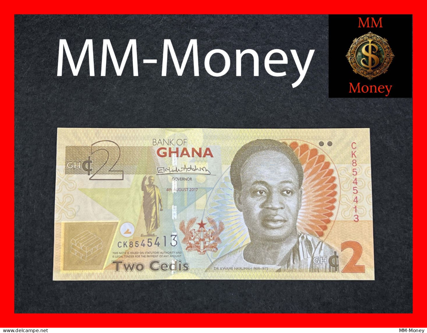 GHANA  2  Cedis  4.8.2017   P. 37 A  But New     UNC - Ghana