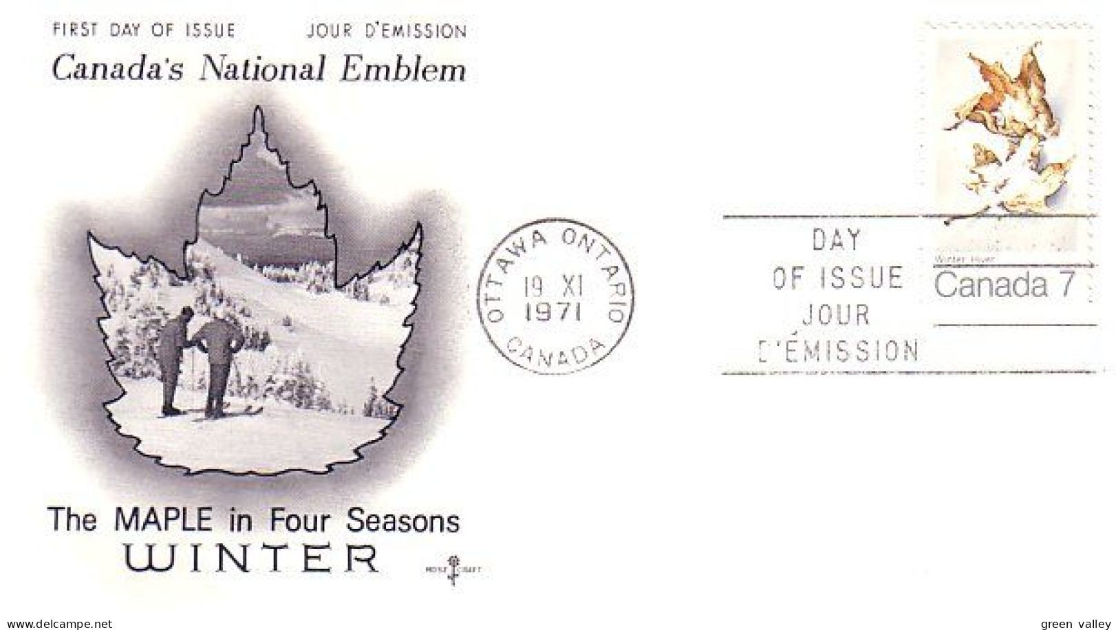 Canada Feuille D'érable En Hiver Maple Leaf Winter FDC ( A70 917b) - 1971-1980