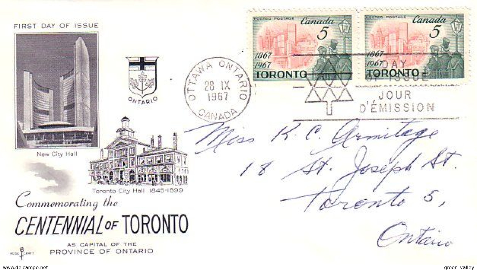 Canada Toronto Pair FDC ( A70 799) - 1961-1970