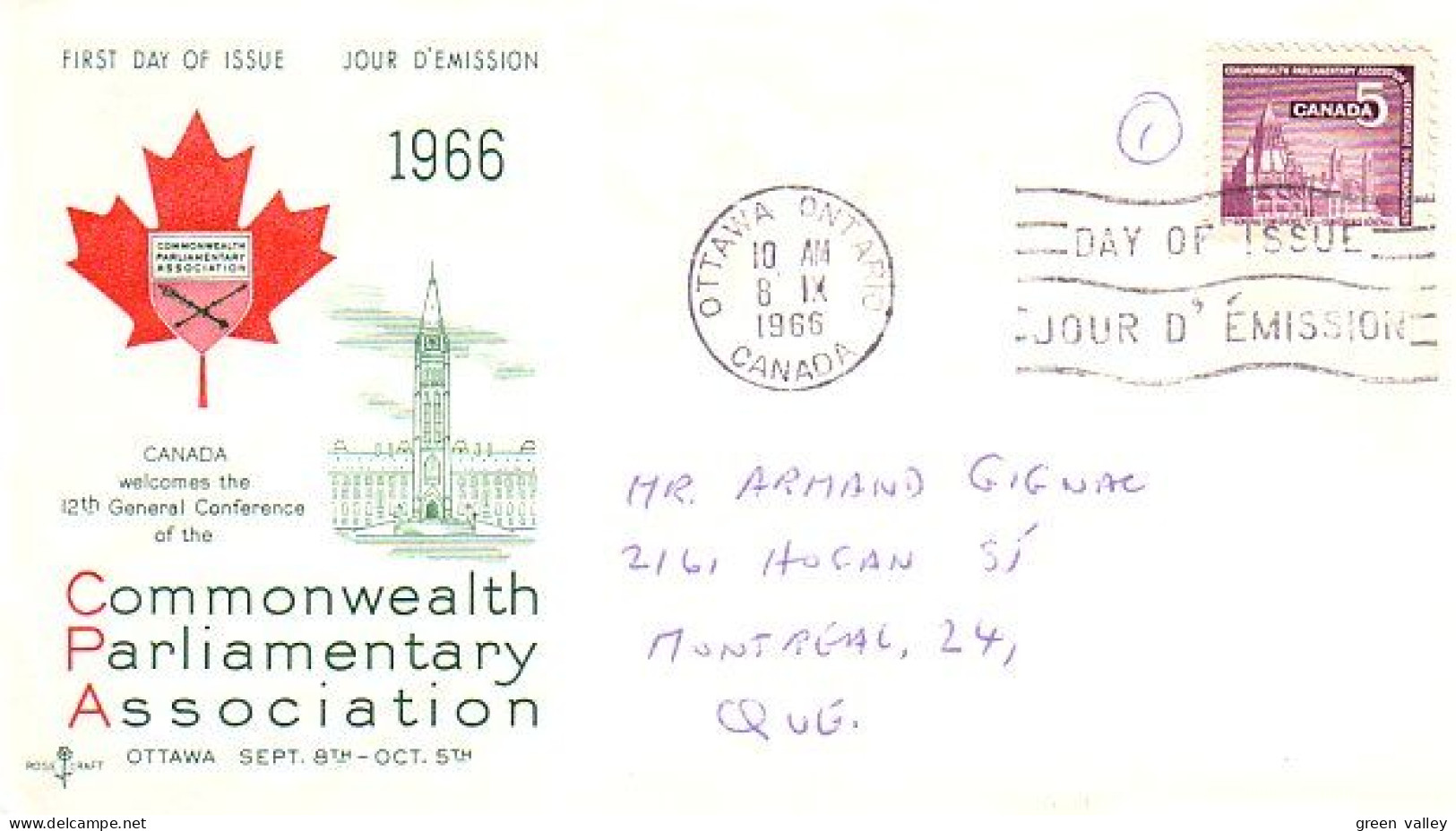 Canada Parliamentary Association FDC ( A70 665) - 1961-1970