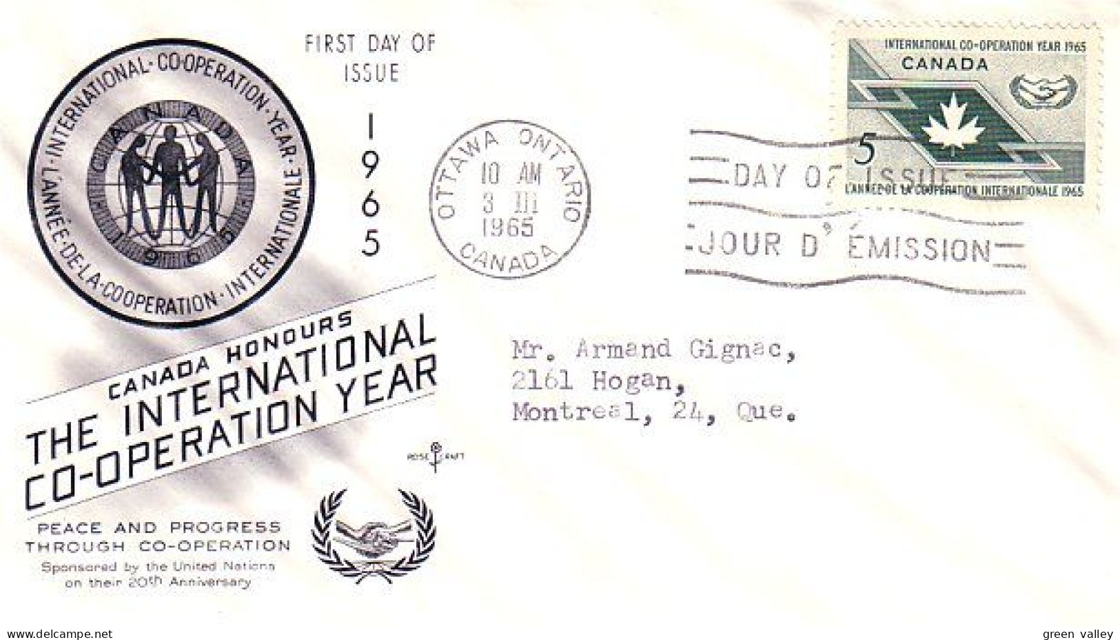 Canada Co-operation FDC ( A70 646) - 1961-1970