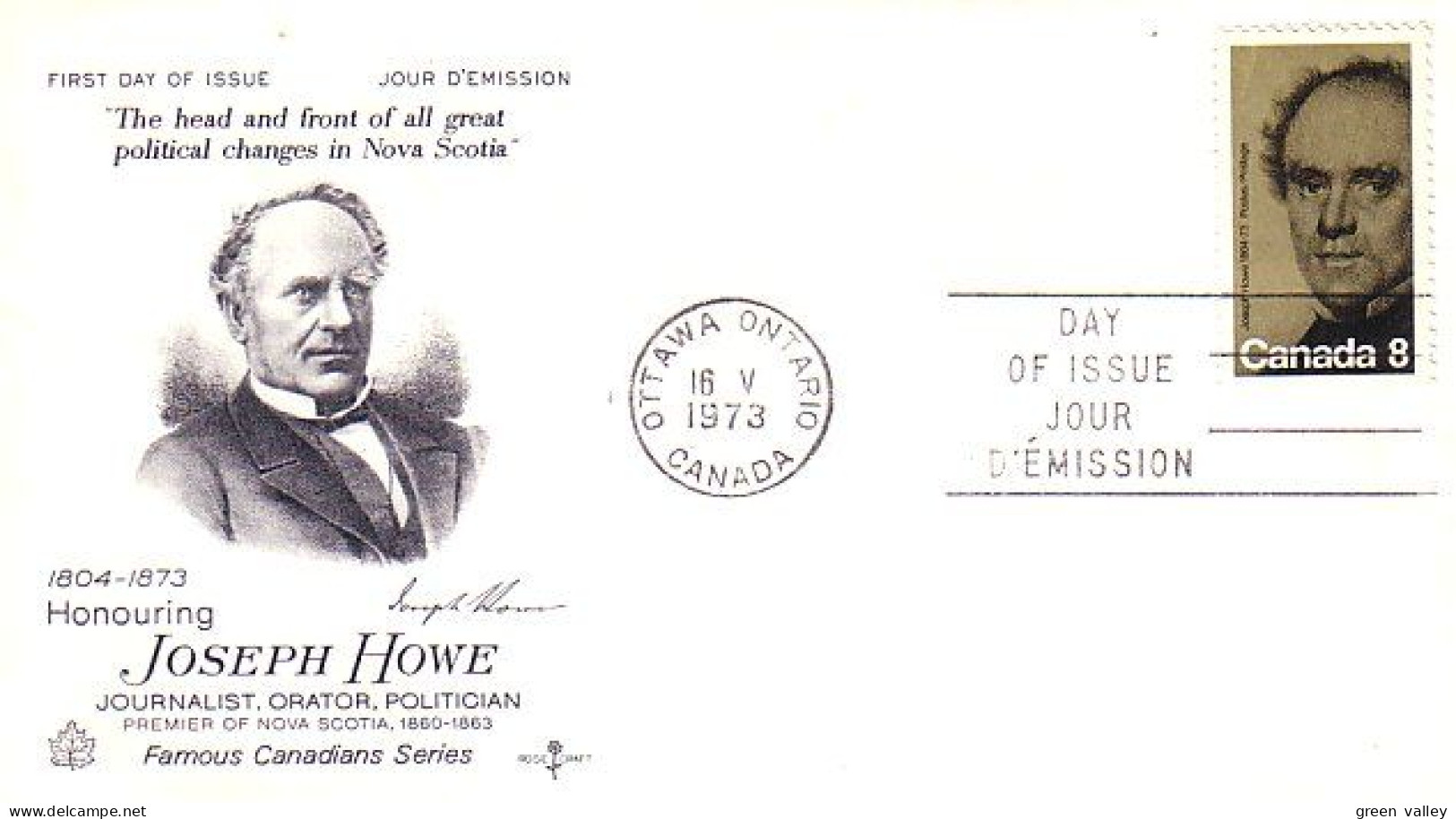 Canada Joseph Howe Journalist FDC ( A70 745) - 1961-1970