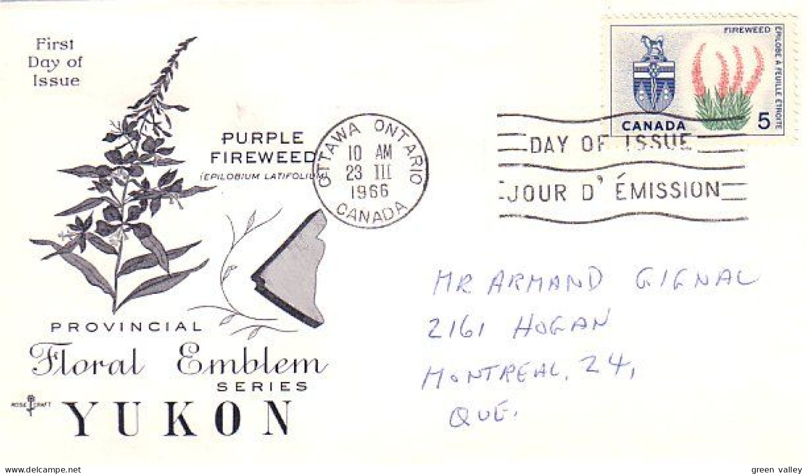 Canada Fireweed Epiloge à Feuille étroite FDC ( A70 620) - 1961-1970