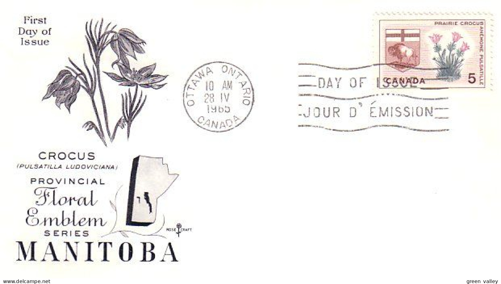 Canada Prairie Crocus Anémone Pulsatille FDC ( A70 605) - 1961-1970