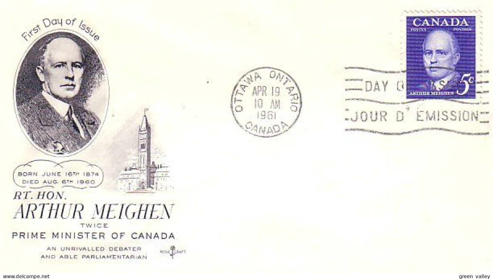 Canada Arthur Meighen FDC ( A70 574) - 1961-1970