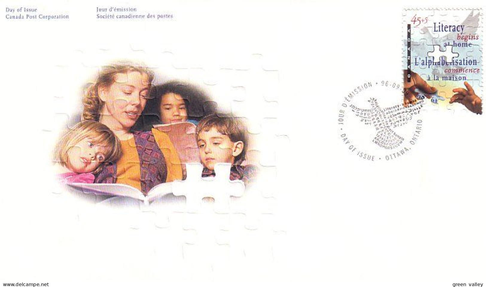 Canada Literacy Alphabétisation Colombe Dove Puzzle FDC ( A70 457b) - Other & Unclassified