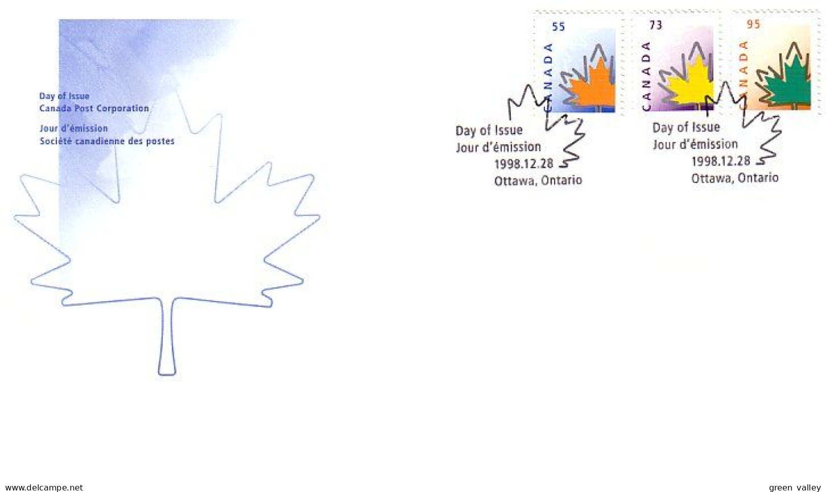 Canada Drapeau Feuille D'érable 55c 73c 95c Maple Leaf Flag FDC ( A70 418) - 1991-2000
