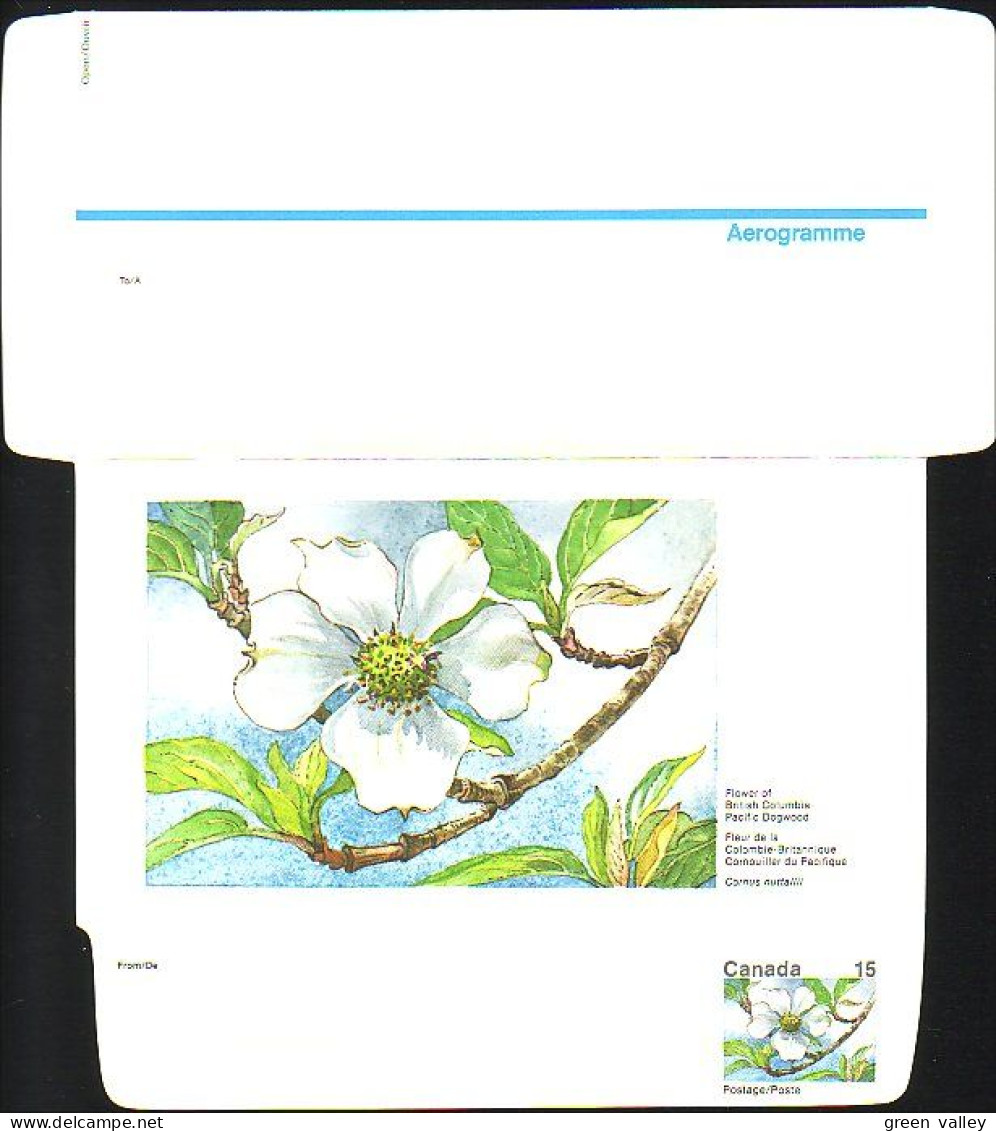 Canada Floral Domestogramme 15c Pacific Dogwood Cornouiller ( A70 223b) - 1953-.... Règne D'Elizabeth II