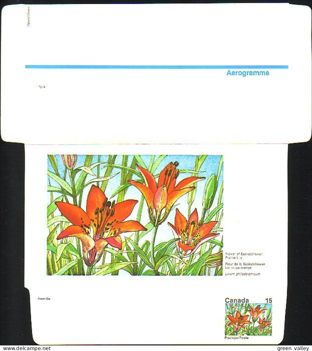 Canada Floral Domestogramme 15c Prairie Lily Lis Rouge Orangé ( A70 232) - 1953-.... Règne D'Elizabeth II