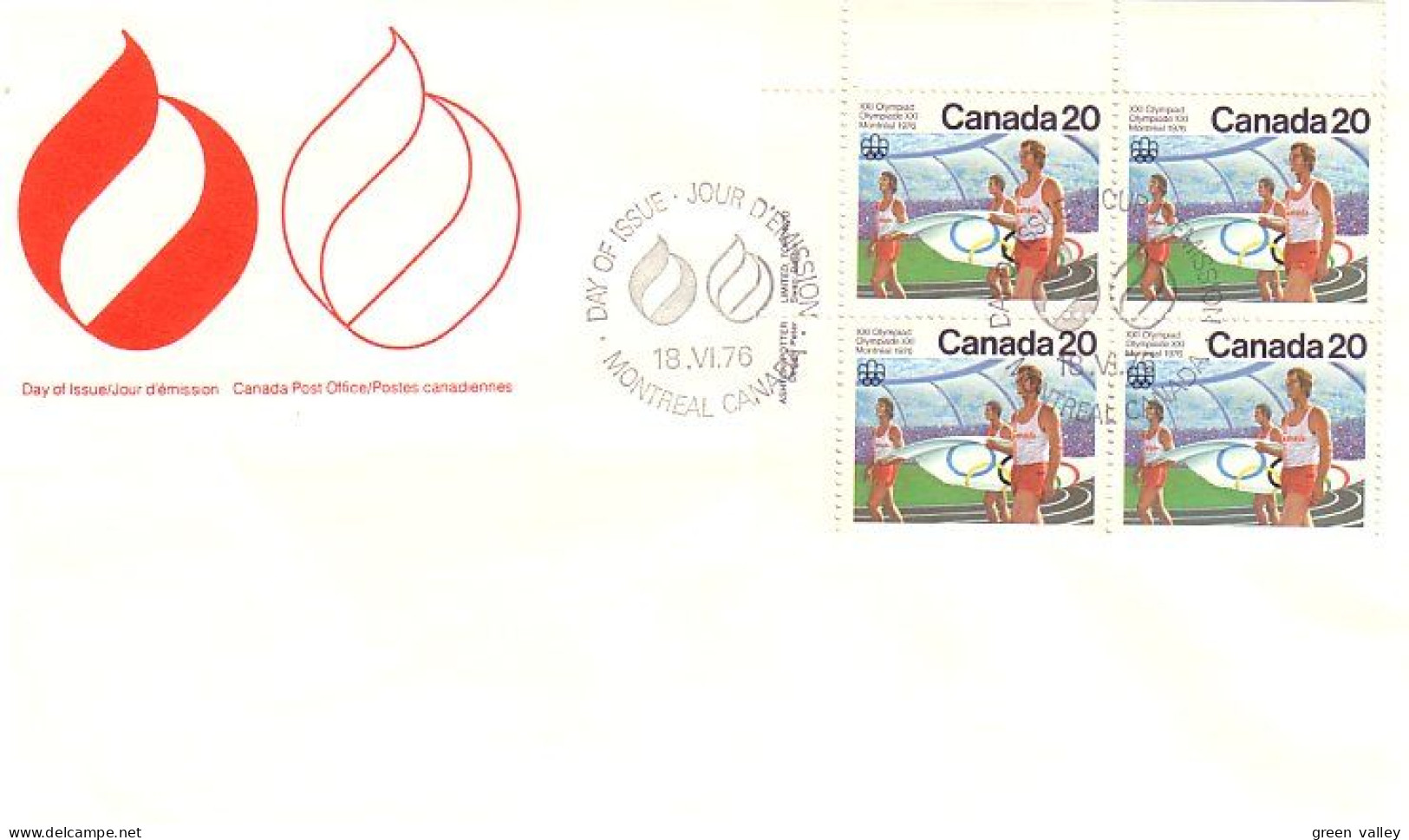 Canada Drapeau Olympique Flag FDC ( A70 255) - Verano 1976: Montréal