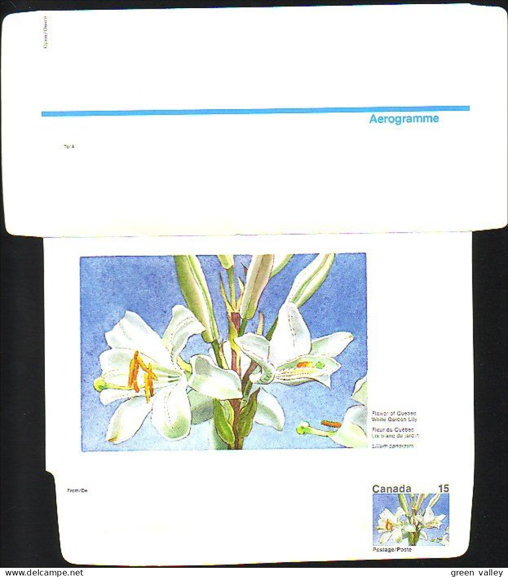 Canada Floral Domestogramme 15c White Garden Lily Lis Du Jardin ( A70 224b) - 1953-.... Reign Of Elizabeth II