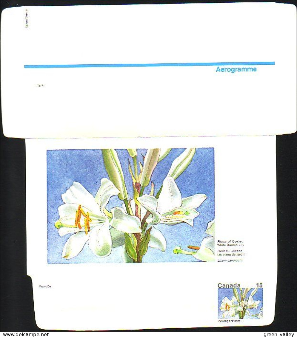 Canada Floral Domestogramme 15c White Garden Lily Lis Du Jardin ( A70 224b) - 1953-.... Regno Di Elizabeth II