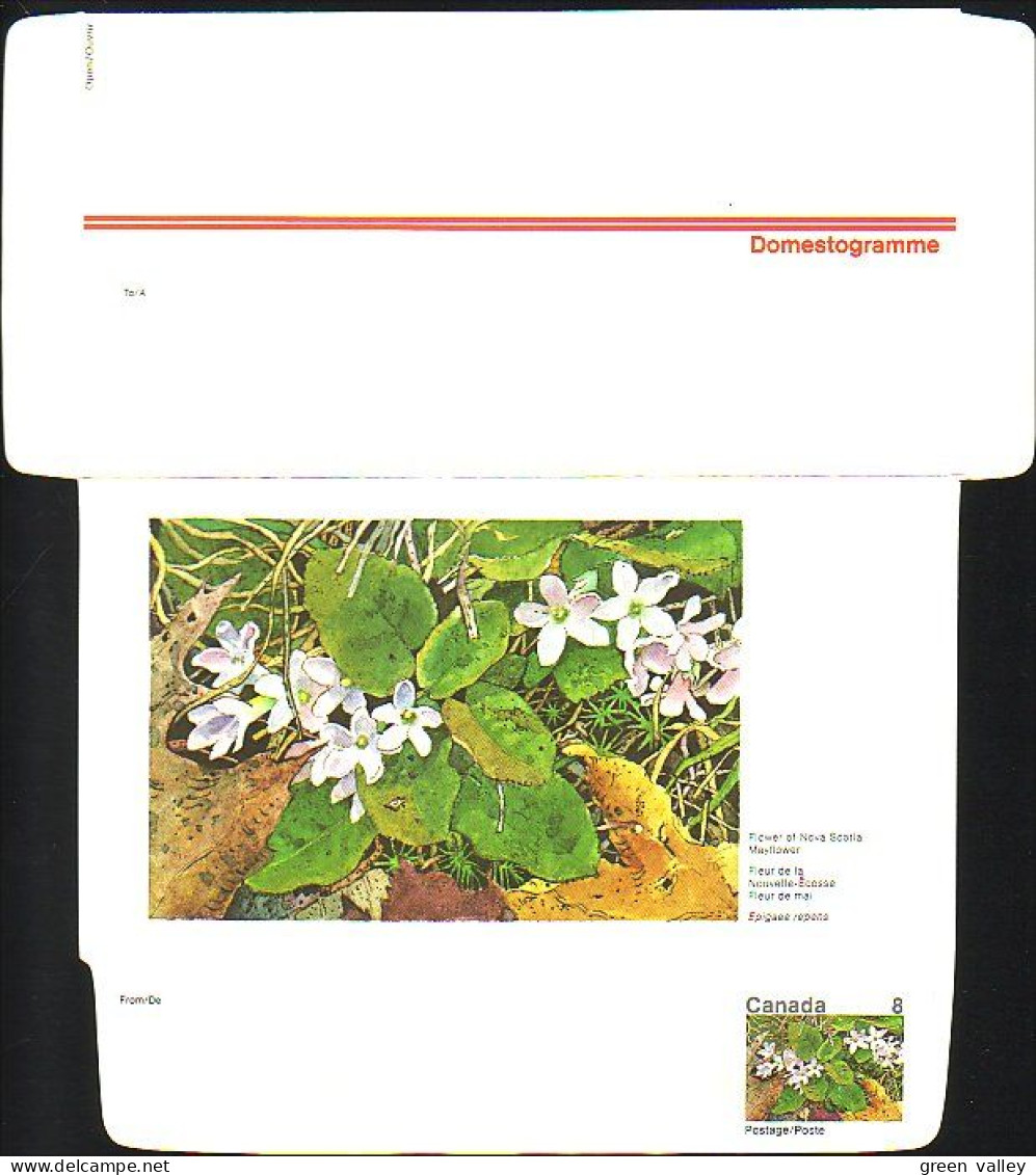 Canada Floral Domestogramme 8c Mayflower Fleur De Mai ( A70 218b) - 1953-.... Regno Di Elizabeth II