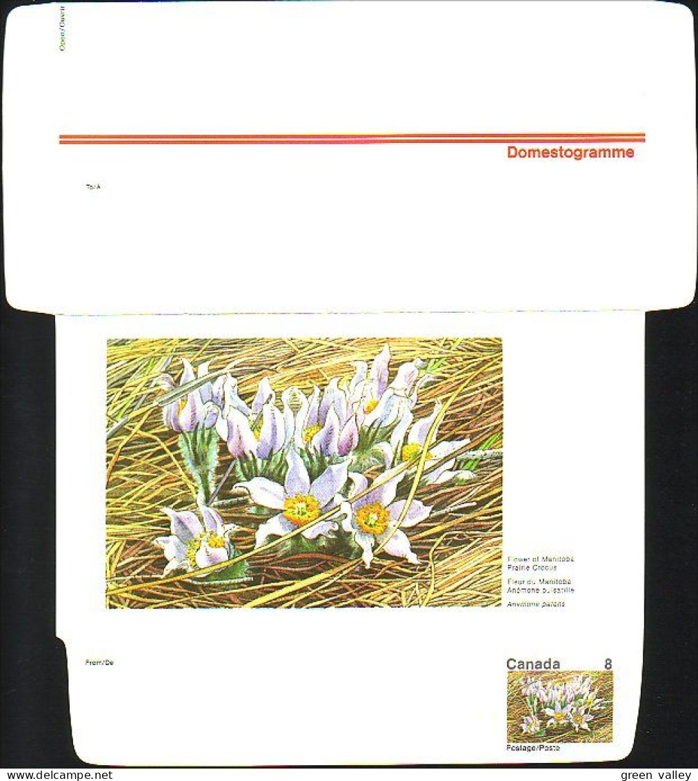 Canada Floral Domestogramme 8c Prairie Crocus Anémone Pulsatille ( A70 216b) - 1953-.... Règne D'Elizabeth II