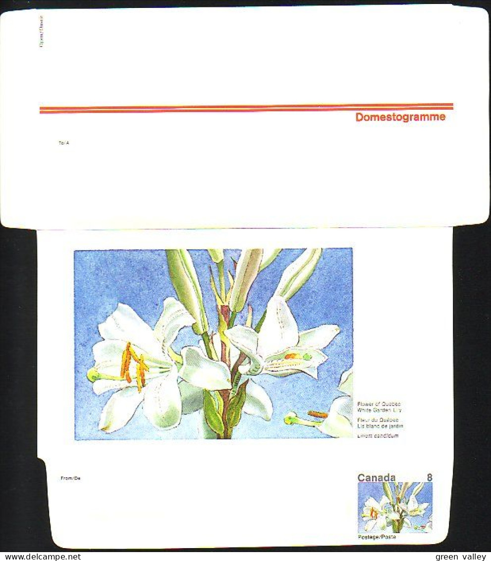 Canada Floral Domestogramme 8c White Garden Lily Lis Du Jardin ( A70 212b) - 1953-.... Regering Van Elizabeth II