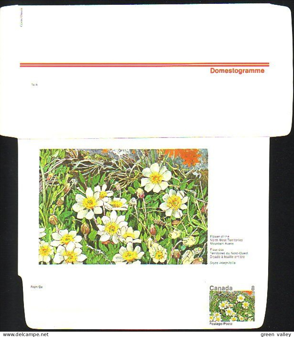 Canada Floral Domestogramme 8c Mountain Avens Dryade ( A70 208b) - 1953-.... Regno Di Elizabeth II