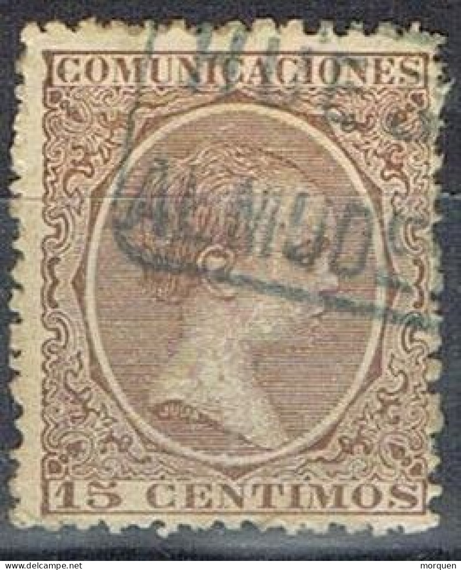 Sello 15 Cts Alfonso XIII Pelon, CARTERIA Oficial Tipo II De ALMUDEVAR (Huesca) Num 219 º - Usados