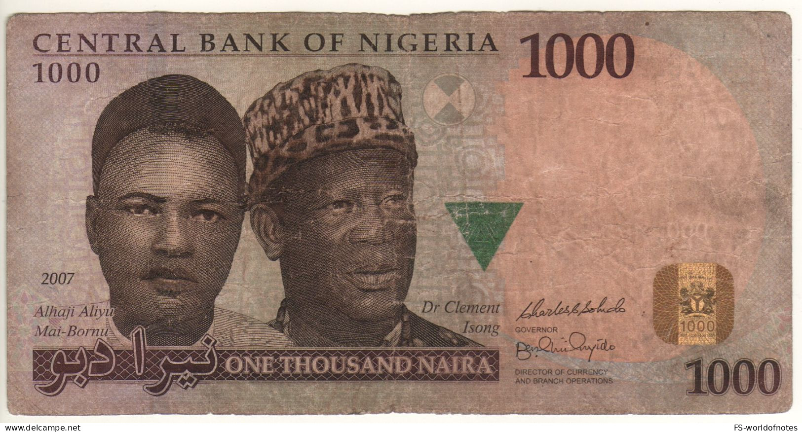 NIGERIA  1'000 Naira P36c   Dated 2007   "Alhaji Aliyu Mai-Bornu & Dr. Clement Isong+ Building Central Bank At Back " - Nigeria