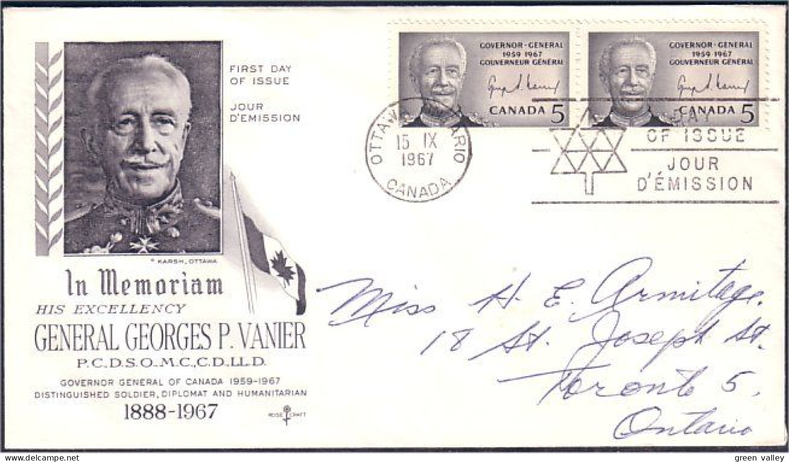 Canada Général Georges Vanier Paire FDC Cover ( A71 750) - 1961-1970