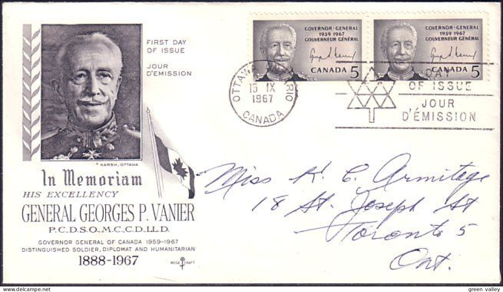 Canada Général Georges Vanier Paire FDC Cover ( A71 749) - 1961-1970